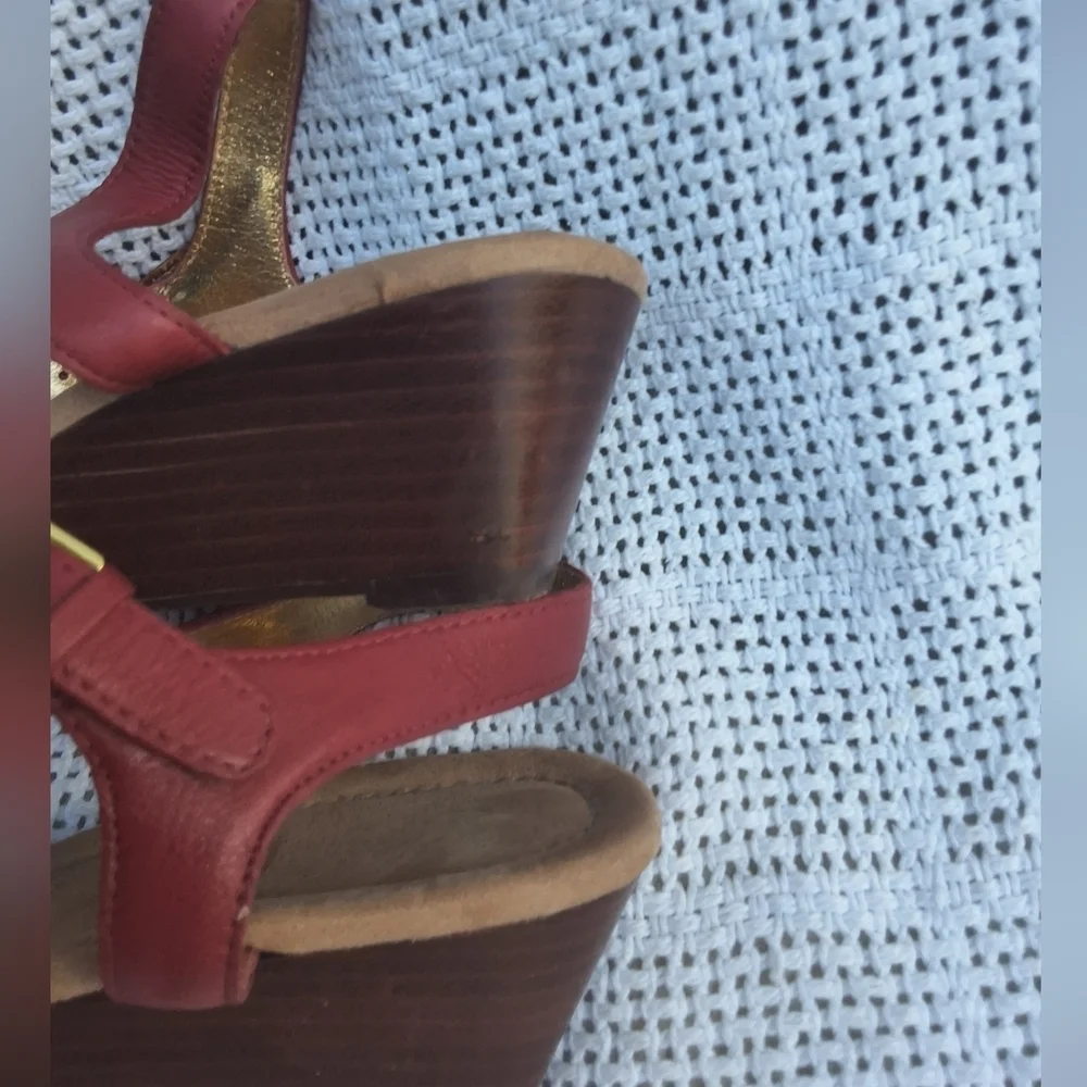 Lauren Ralph Lauren Criss Cross Leeather Wedge Sandals 10
